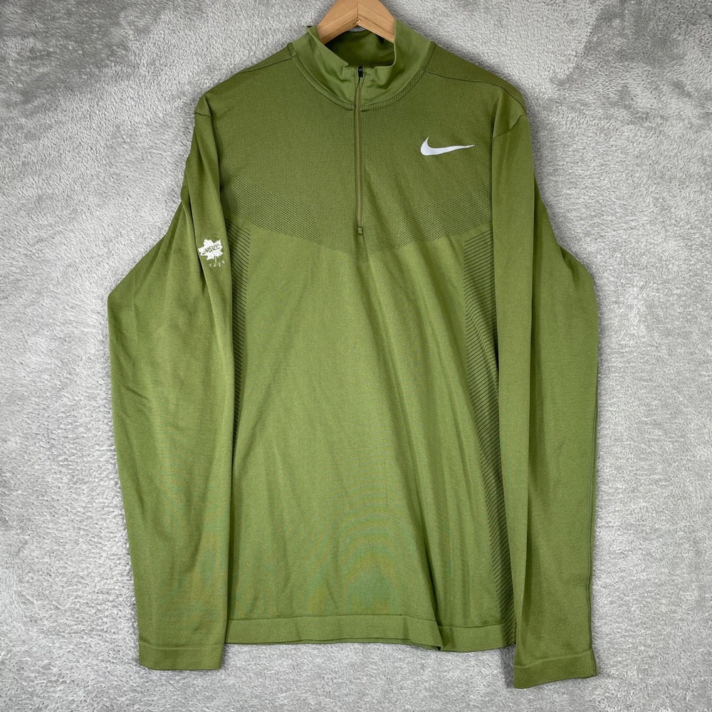 Nike Golf 1/4 Zip Pullover Mens Large‎ Olive Green MBCC 1899 Maple Leaf